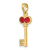 14k Yellow Gold Polished 3D Enameled Heart Key Pendant