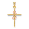 14k Yellow and Rose Gold 2-D Girl On Cross Pendant