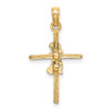 14k Yellow Gold Praying Girl Cross Pendant