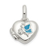 Sterling Silver Blue Enamel Heart Locket Pendant