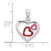 Sterling Silver Polished and Enameled Hearts Pendant