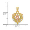 14k Yellow and Rose Gold Heart and Flower Pendant