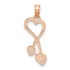 14k Rose Gold Polished Tassel Hearts Pendant