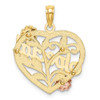 14k Yellow and Rose Gold with Rhodium Special On Heart w/ Flower Pendant