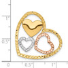 14k Yellow and Rose Gold w/Rhodium Heart Slide Pendant