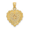 14k Yellow and Rose Gold Flower In Heart Basket Pendant