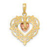 14k Yellow and Rose Gold Heart w/ Lace Trim Pendant