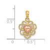 14k Yellow and Rose Gold Polished and Textured Heart Pendant