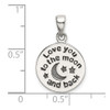 Sterling Silver Love You To The Moon Antiqued Star and Moon Pendant