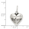Sterling Silver Antiqued Heart Believe Pendant
