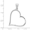 14k White Gold Solid Diamond-Cut Large Reversible Heart Pendant