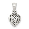 Sterling Silver Antiqued Puff Heart Pendant QC4560