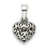 Sterling Silver Antiqued Puff Heart Pendant