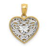 14k Yellow and White Gold Reversible Filigree Heart Pendant