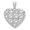 14k White Gold Diamond-Cut Heart Pattern On Heart Pendant