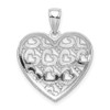 14k White Gold Diamond-Cut Heart Pattern On Heart Pendant