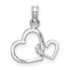 14K White Gold Polished Intertwined Double Heart Pendant