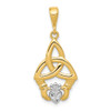 14k Yellow Gold And Rhodium Diamond-Cut Claddagh Pendant