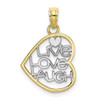 10k Yellow Gold With Rhodium-Plating Live Love Laugh In Heart Pendant