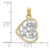 10k Yellow Gold With Rhodium-Plating Live Love Laugh In Heart Pendant