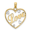 14k Yellow Gold and Rhodium Love In Heart w/Heart Accents Pendant