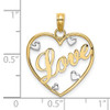 14k Yellow Gold and Rhodium Love In Heart w/Heart Accents Pendant