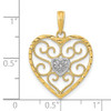 14k Yellow Gold w/Rhodium-Plated Filigree Beaded Heart Pendant