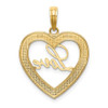 14k Yellow Gold and Rhodium-Plated Diamond-cut Love Heart Pendant