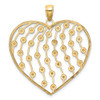 14k Yellow Gold And Rhodium Diamond-Cut Beaded Heart Pendant