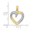 10k Yellow Gold with Rhodium-Plating Polished and Textured Heart Pendant