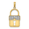 14k Yellow Gold w/Rhodium Lock Pendant