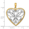 14k Yellow Gold w/ Rhodium-Plated and Filigree Heart Pendant