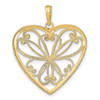 14k Yellow Gold w/ Rhodium-Plated and Filigree Heart Pendant