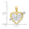 10k Yellow Gold With Rhodium-Plating I Love You Heart Pendant