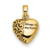 14k Yellow Gold Heart Remembrance Ash Holder Pendant
