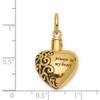 14k Yellow Gold Heart Remembrance Ash Holder Pendant