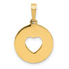 14k Yellow Gold Polished Cut-out Heart Circle Disc Pendant