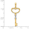 14k Yellow Gold and White Rhodium Diamond-cut Heart Key Pendant