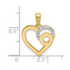 14k Yellow Gold and White Rhodium Diamond-cut Swirls Heart Pendant