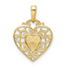 14k Yellow Gold and White Rhodium Diamond-cut Filigree Heart Pendant