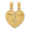 14k Yellow Gold Break Apart Diamond-Cut Te Amo Heart Pendant
