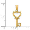 14k Yellow Gold Polished 3D Heart Key Pendant K5839
