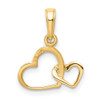 14k Yellow Gold Polished Intertwined Double Heart Pendant M2128