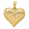 14k Yellow Gold Polished Basket Weave Pattern 3-D Heart Pendant K5149
