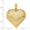 14k Yellow Gold Polished Basket Weave Pattern 3-D Heart Pendant K5148