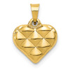 14k Yellow Gold Polished and Textured 3-D Heart Pendant