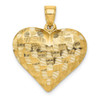 14k Yellow Gold Polished Basket Weave Pattern 3-D Heart Pendant K5147