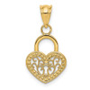 14k Yellow Gold Polished Filigree Heart Lock Pendant