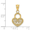 14k Yellow Gold Polished Filigree Heart Lock Pendant