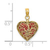 14k Yellow Gold 3-D Reversible Heart Opens Pendant